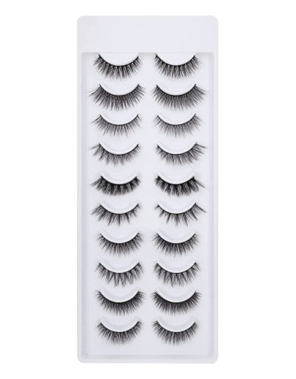 Fake Eyelashes, Long Natural Eyelashes, Faux Mink Fake Eyelash Volume Lashes ( Pack of 10 ) Dropdash
