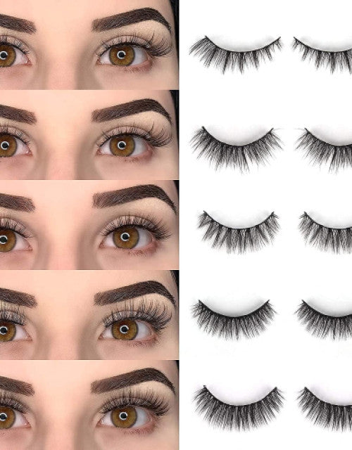 Fake Eyelashes, Long Natural Eyelashes, Faux Mink Fake Eyelash Volume Lashes ( Pack of 10 ) Dropdash