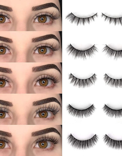 Fake Eyelashes, Long Natural Eyelashes, Faux Mink Fake Eyelash Volume Lashes ( Pack of 10 ) Dropdash