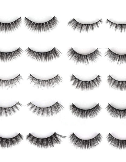 Fake Eyelashes, Long Natural Eyelashes, Faux Mink Fake Eyelash Volume Lashes ( Pack of 10 ) Dropdash