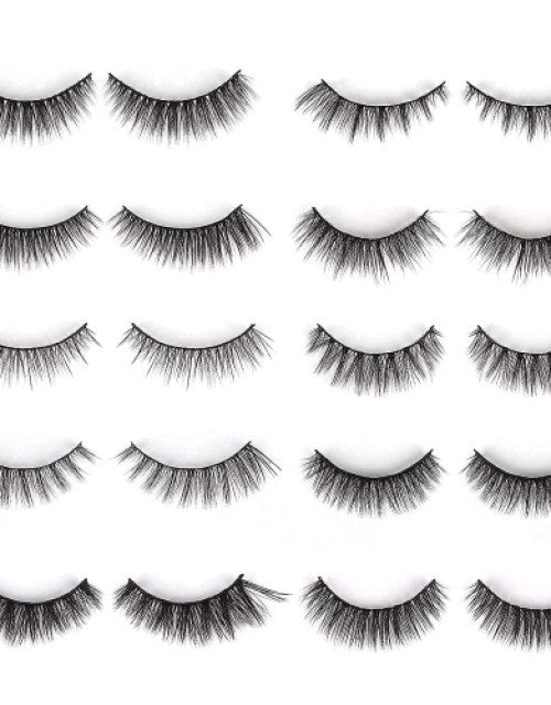 Fake Eyelashes, Long Natural Eyelashes, Faux Mink Fake Eyelash Volume Lashes ( Pack of 10 ) Dropdash
