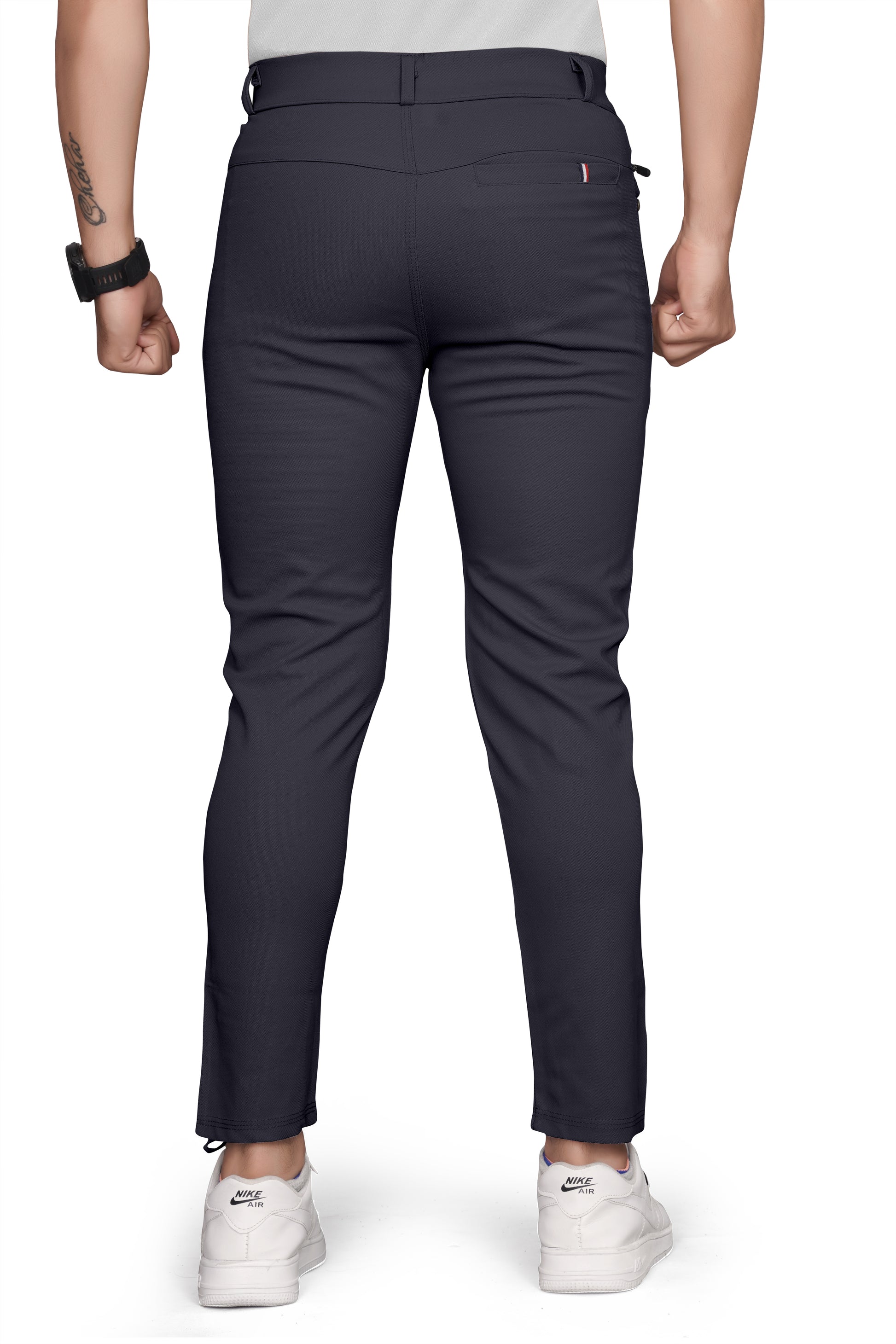 Dark Grey Cotton Blend Formal Trousers Pants For Mens SourceInfi