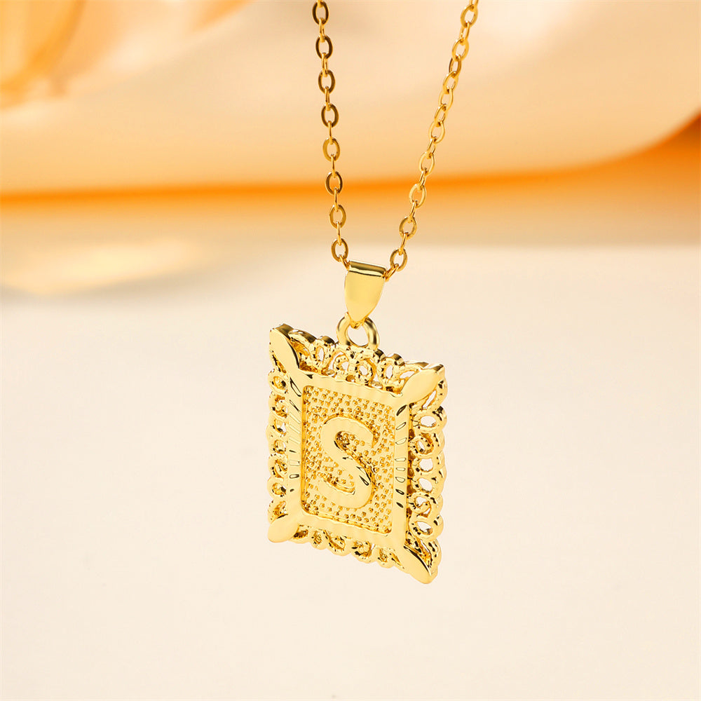 New Design Fashion Stainless Steel Letter Charm Necklace 18k Gold Plated My Store