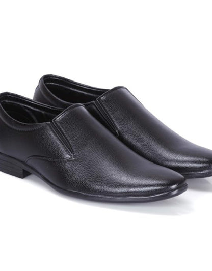 Foot Treck Men's Black Formal Everyday Wear Men's Synthetic Slip-On Shoe Dropdash