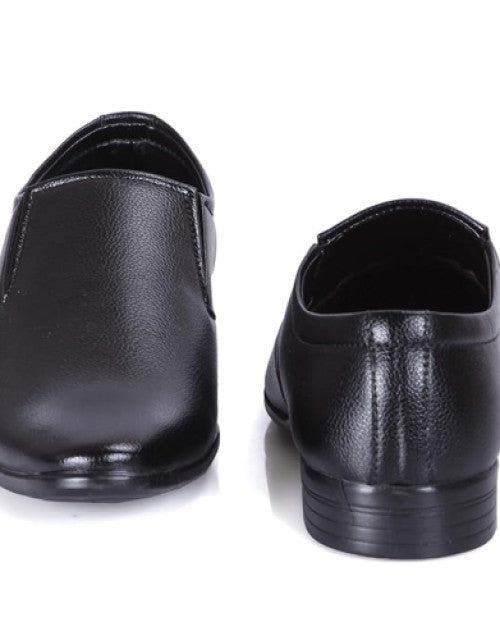 Foot Treck Men's Black Formal Everyday Wear Men's Synthetic Slip-On Shoe Dropdash