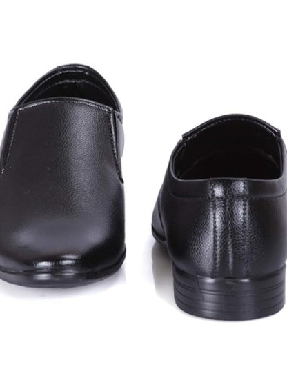 Foot Treck Men's Black Formal Everyday Wear Men's Synthetic Slip-On Shoe Dropdash