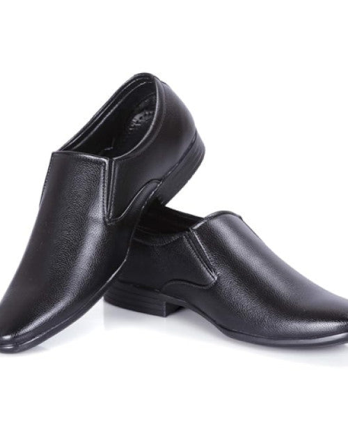 Foot Treck Men's Black Formal Everyday Wear Men's Synthetic Slip-On Shoe Dropdash
