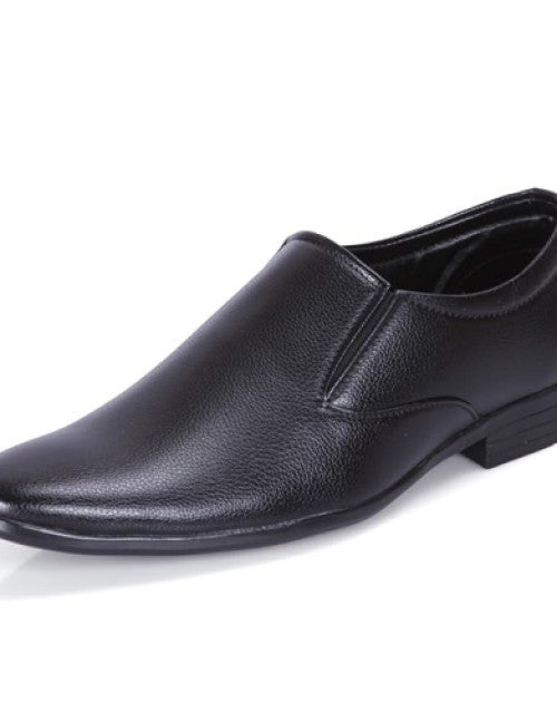 Foot Treck Men's Black Formal Everyday Wear Men's Synthetic Slip-On Shoe Dropdash