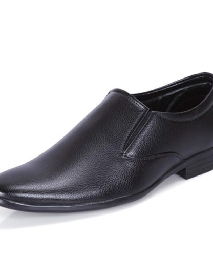 Foot Treck Men's Black Formal Everyday Wear Men's Synthetic Slip-On Shoe Dropdash