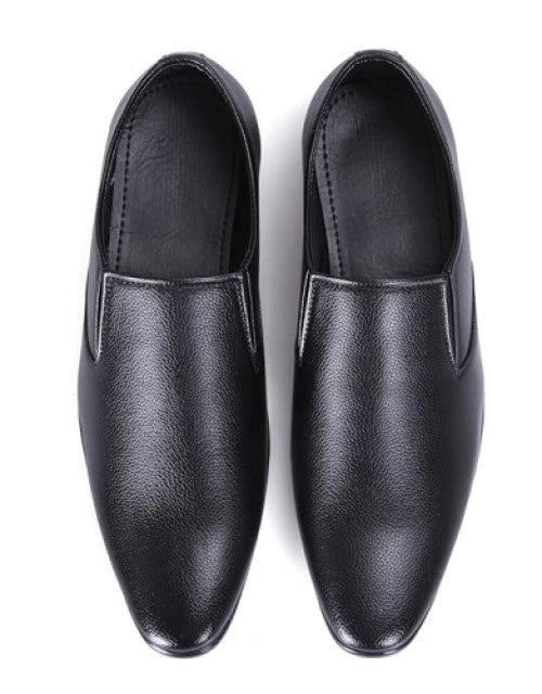 Foot Treck Men's Black Formal Everyday Wear Men's Synthetic Slip-On Shoe Dropdash