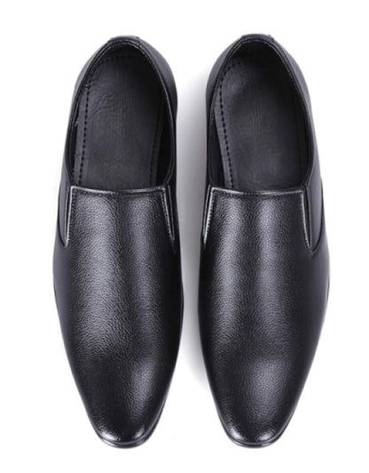 Foot Treck Men's Black Formal Everyday Wear Men's Synthetic Slip-On Shoe Dropdash