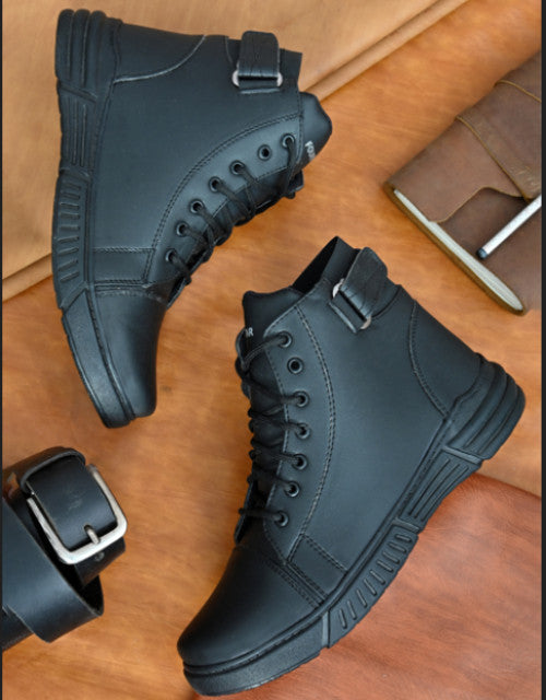 Lace Up Black Boots For Men Dropdash