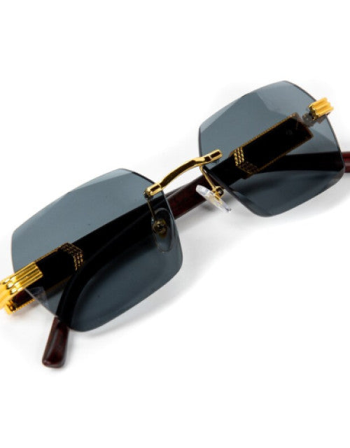 Latest Attractive Rimless Retro Squire Sunglasses Gold Black Dropdash