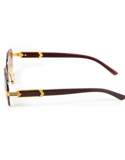 Latest Attractive Rimless Retro Squire Sunglasses Gold Brown Dropdash