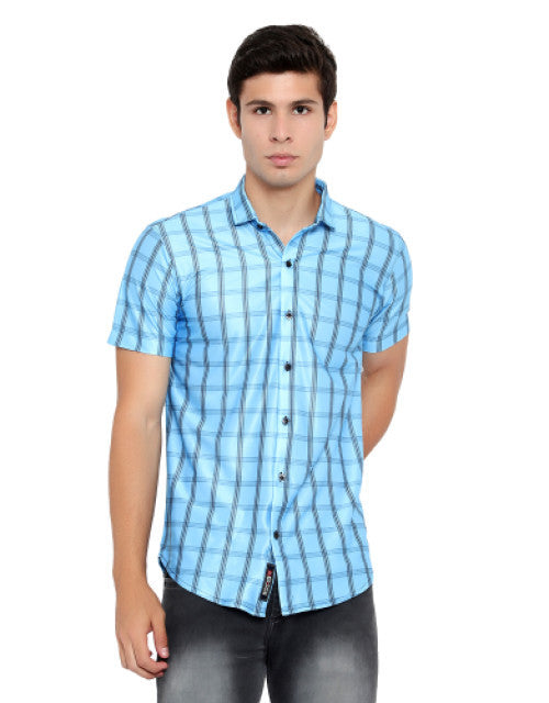Men Regular Fit Checkered Ribbed Collar Casual Shirt Dropdash