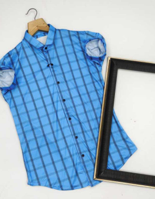 Men Regular Fit Checkered Ribbed Collar Casual Shirt Dropdash