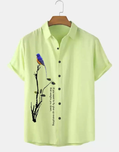 Men Regular Fit Printed Cut Away Collar Casual Shirt Dropdash