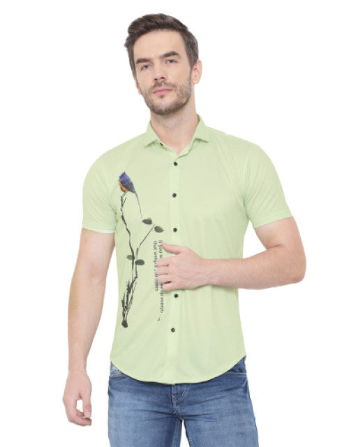 Men Regular Fit Printed Cut Away Collar Casual Shirt Dropdash