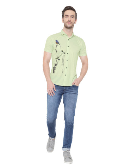 Men Regular Fit Printed Cut Away Collar Casual Shirt Dropdash