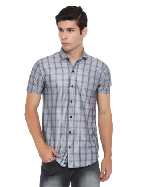 Men Regular, Slim Fit Checkered Ribbed Collar Casual Shirt Dropdash