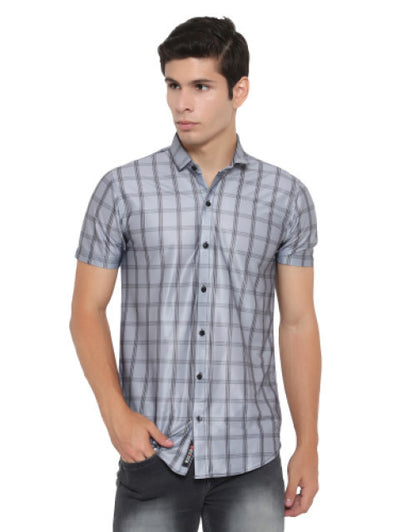Men Regular, Slim Fit Checkered Ribbed Collar Casual Shirt Dropdash