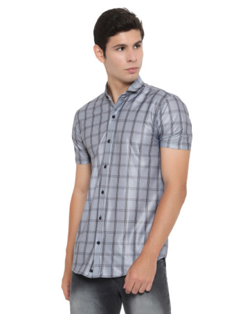 Men Regular, Slim Fit Checkered Ribbed Collar Casual Shirt Dropdash