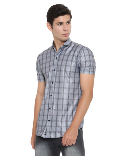Men Regular, Slim Fit Checkered Ribbed Collar Casual Shirt Dropdash