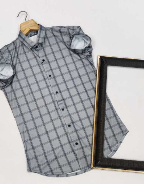 Men Regular, Slim Fit Checkered Ribbed Collar Casual Shirt Dropdash