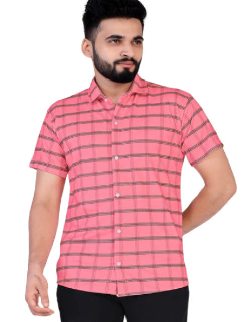 Men Regular, Super Slim Fit Checkered Ribbed Collar Casual Shirt Dropdash