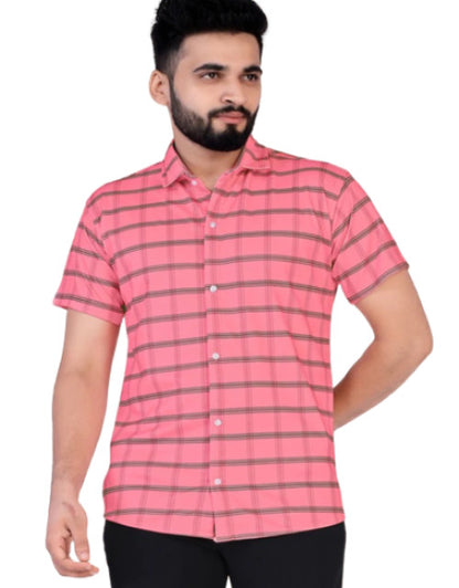 Men Regular, Super Slim Fit Checkered Ribbed Collar Casual Shirt Dropdash