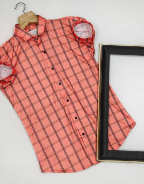 Men Regular, Super Slim Fit Checkered Ribbed Collar Casual Shirt Dropdash