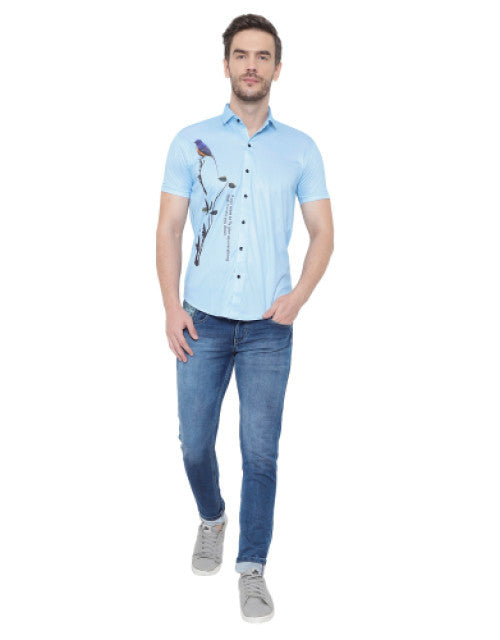 Men Regular, Super Slim Fit Graphic Print Slim Collar Casual Shirt Dropdash