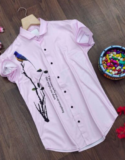 Men Regular, Super Slim Fit Printed Cut Away Collar Casual Shirt Dropdash