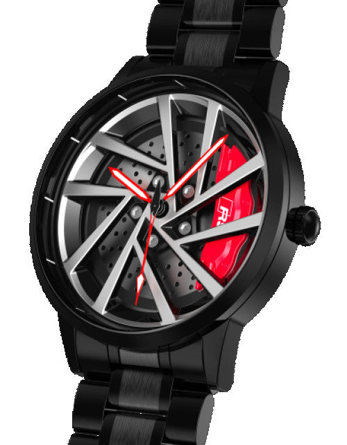 Men’s Black RS Blade Spinning Wrist Watch with Green Caliper Dropdash