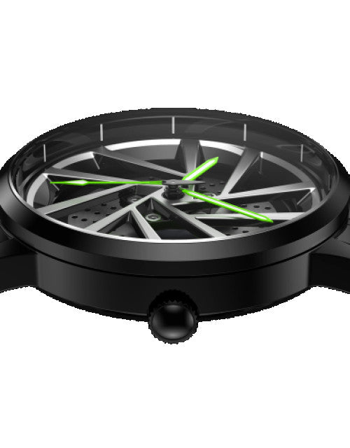 Men’s Black RS Blade Spinning Wrist Watch with Green Caliper Dropdash