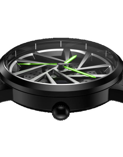 Men’s Black RS Blade Spinning Wrist Watch with Green Caliper Dropdash