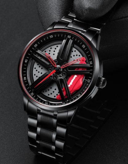 Mens New Car Wheel Rotating Wrist Watch Dropdash