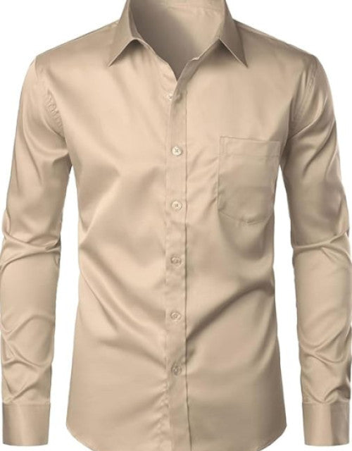 Men's Stylish Casual Business Slim Fit Long Sleeve Shirt with Pocket Dropdash