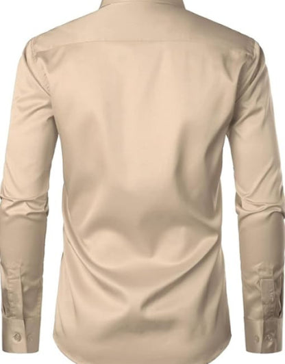 Men's Stylish Casual Business Slim Fit Long Sleeve Shirt with Pocket Dropdash