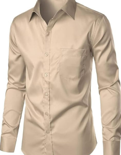 Men's Stylish Casual Business Slim Fit Long Sleeve Shirt with Pocket Dropdash