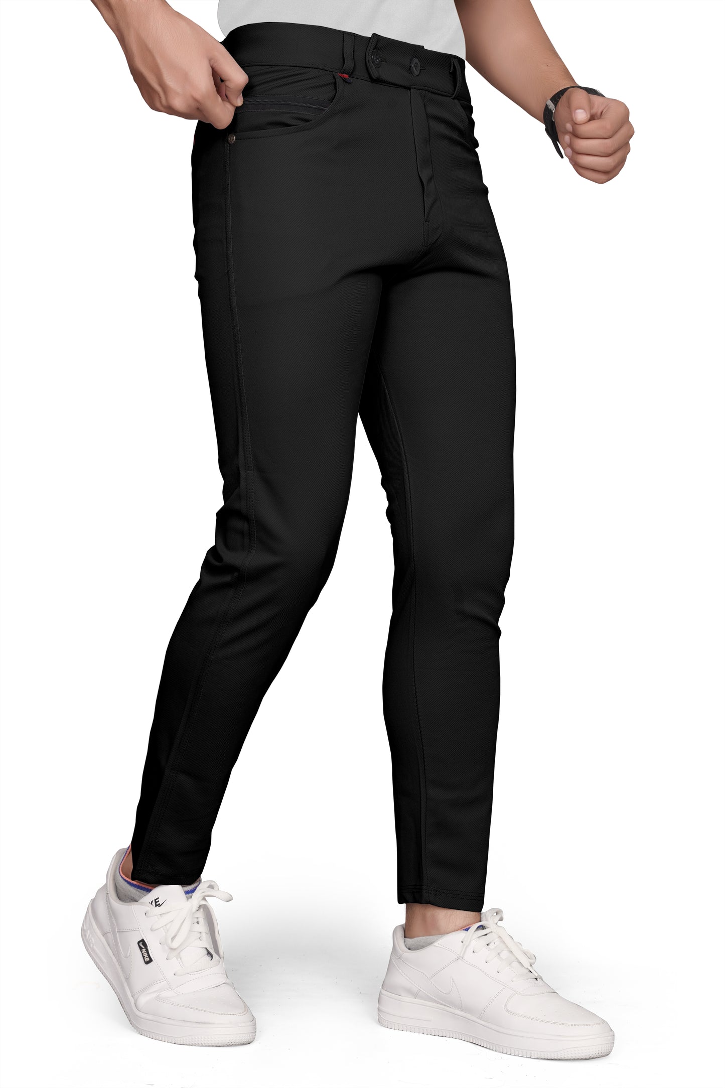 Black Cotton Blend Formal Trousers Pants For Mens SourceInfi