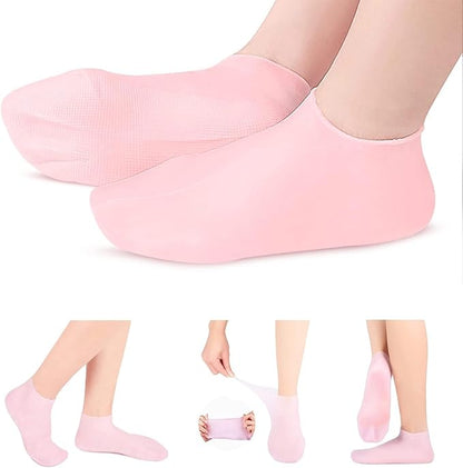 Moisturizing Silicone Spa Gel Socks for Women Men for Dry Feet Cracked Heel Callus Remover Vitamin E Repair (Pink) - My Fashion Sell