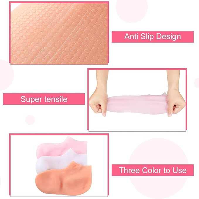 Moisturizing Silicone Spa Gel Socks for Women Men for Dry Feet Cracked Heel Callus Remover Vitamin E Repair (Pink) - My Fashion Sell