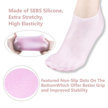 Moisturizing Silicone Spa Gel Socks for Women Men for Dry Feet Cracked Heel Callus Remover Vitamin E Repair (Pink) - My Fashion Sell