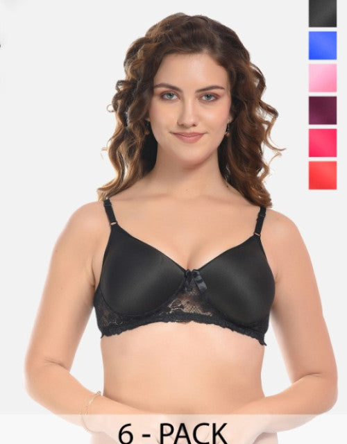 Pack of 6 Full Coverage Non-Padded Everyday Bra With All Day Comfort Dropdash