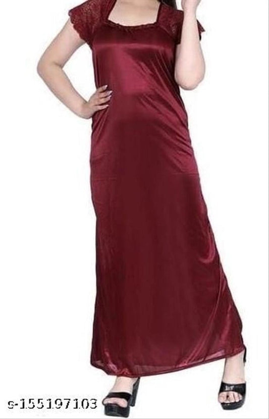 Satin Womens Nightdress (Blue, Free Size) - My Fashion Sell