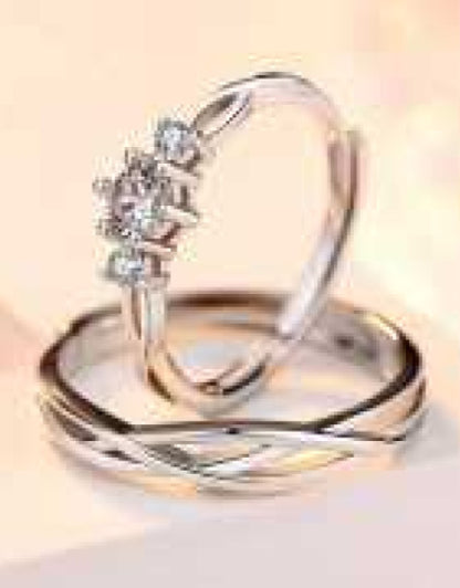 silver stylish king Queen design Copper Silver Plated Ring Set Dropdash