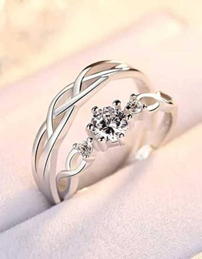 silver stylish king Queen design Copper Silver Plated Ring Set Dropdash