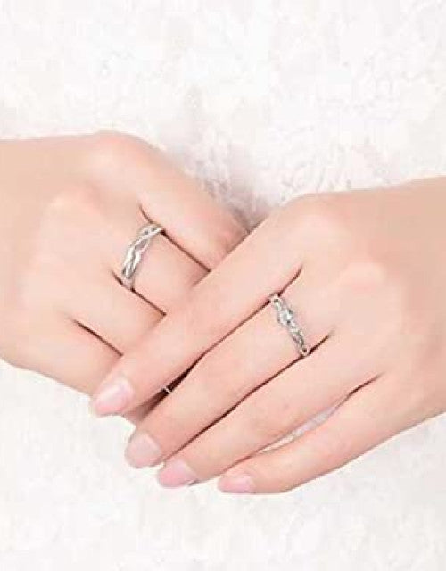 silver stylish king Queen design Copper Silver Plated Ring Set Dropdash