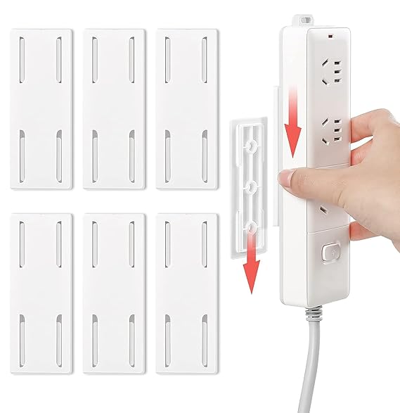 Self Adhesive Power Strip Holder WiFi Remote Control Router Computer Kitchen Home Office (Pack of 6) SourceInfi